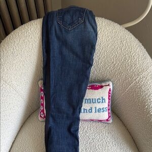 MOTHER Blue Straight Leg Jeans with stripe